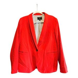 J Crew Cherry Red Wool Blend Parke Blazer Jacket LIKE NEW size 16 Preppy Career